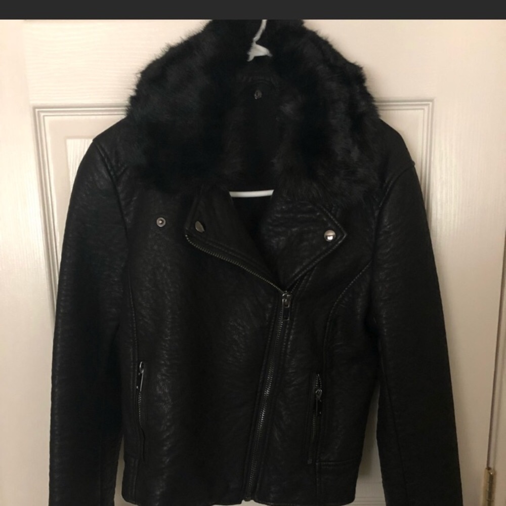 Faux leather biker jacket